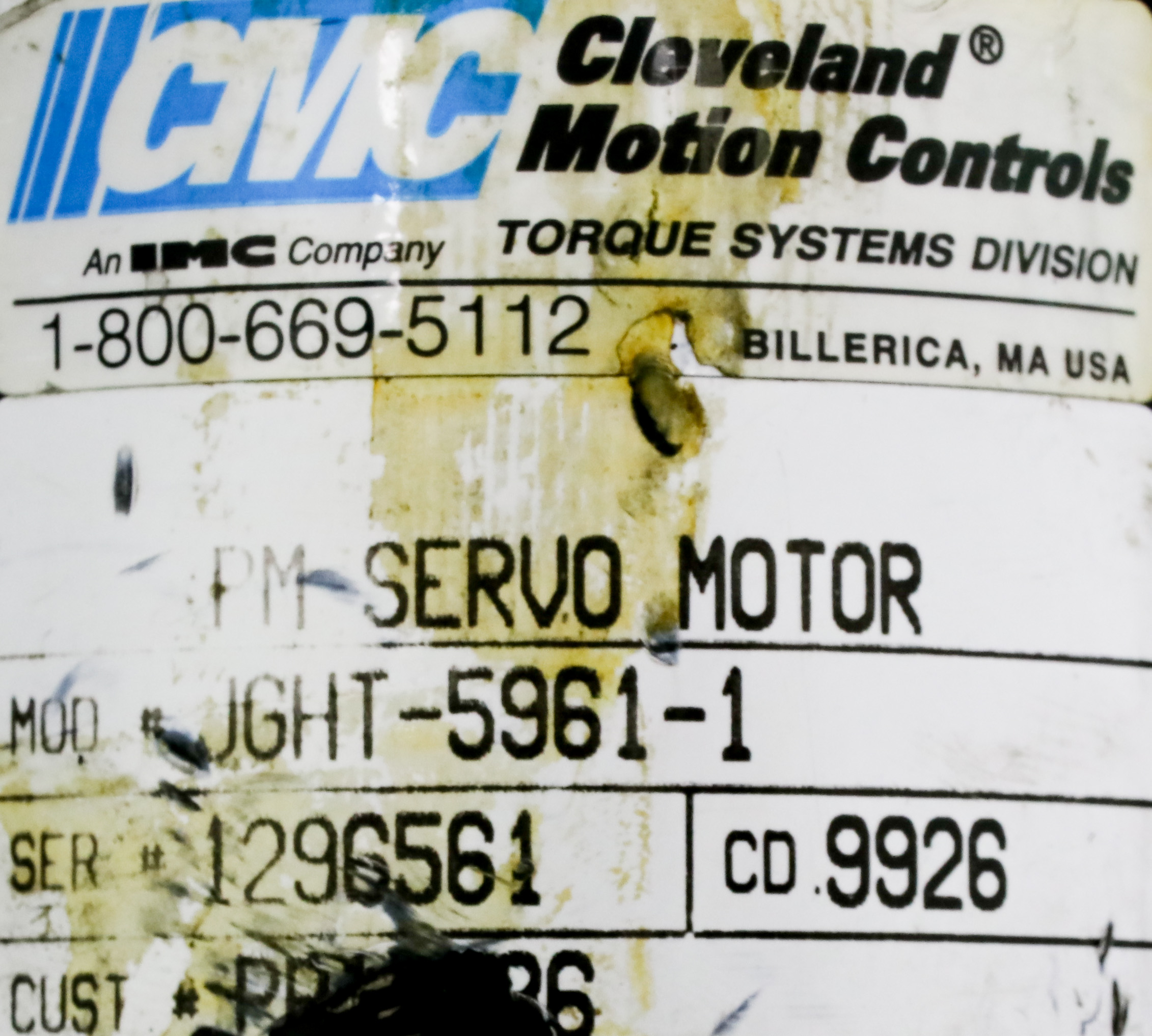 モー 12863 CMC PM SERVO MOTOR JGHT-5961-1 | eBay